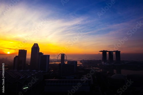 sunset over the city , Singapore
