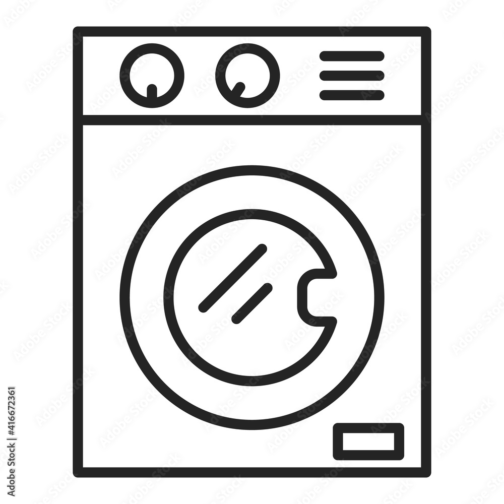 Washing machine icon vector isolated. Outlined symbol of household appliance. Clothes washer. Modern electrical equipment. Washing machine icon vector isolated. Outlined symbol of household appliance. Clothes washer. Modern electrical equipment.