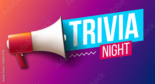 "Trivia night" banner with megaphone
