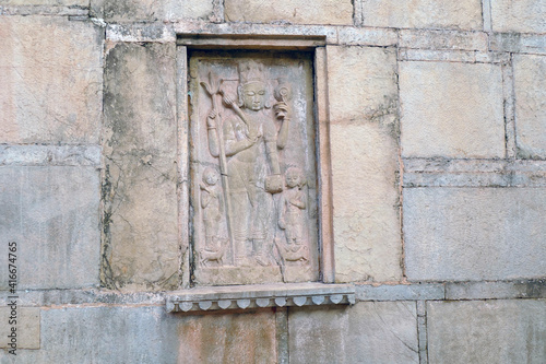 Highly decorated carvings of the  Raniji ki Baoli step well photo