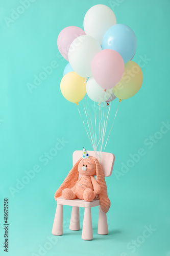 Air balloons with chair and...