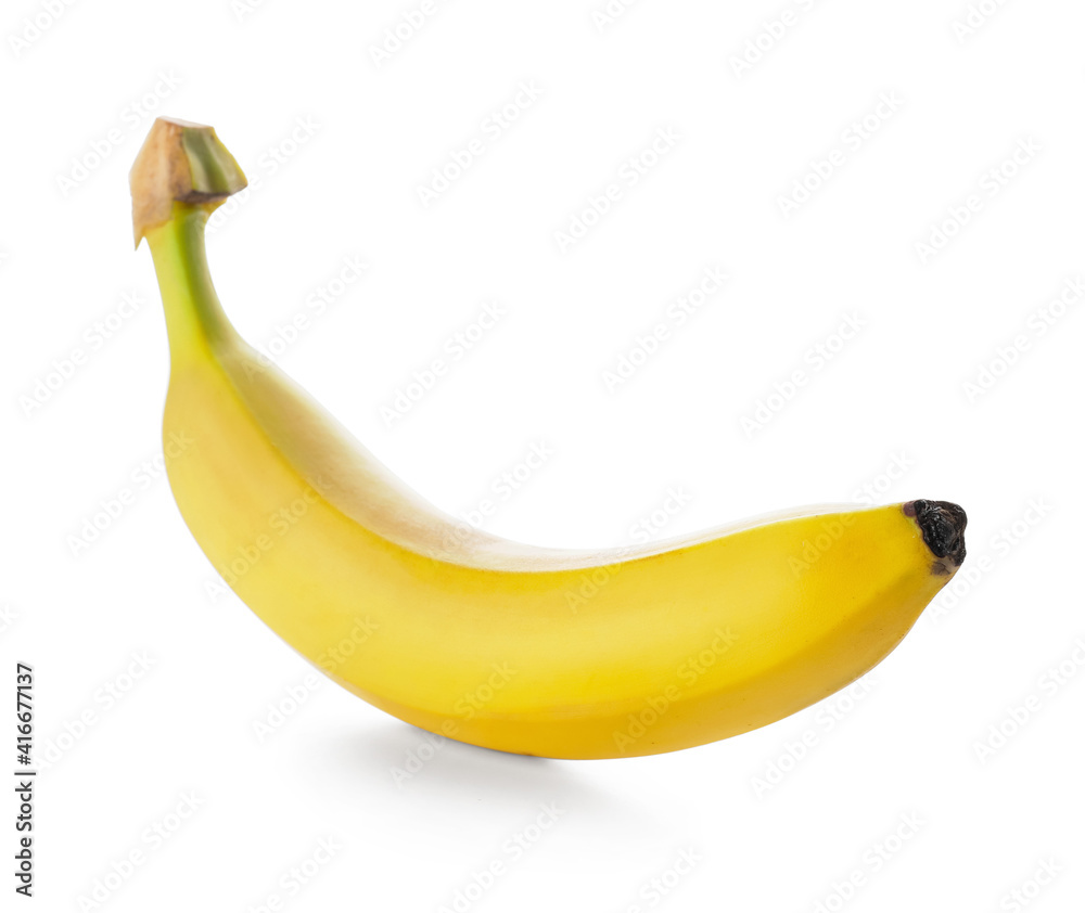 Tasty ripe banana on white background