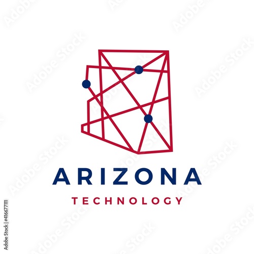 arizona technology geometric polygonal monoline logo vector icon illustration