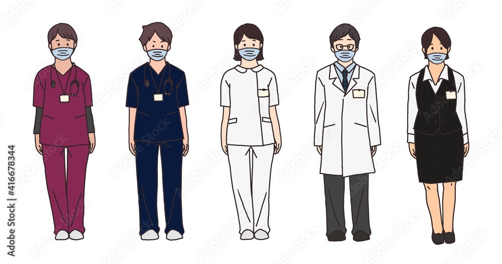 Masked health care workers. Concept of corona virus treatment and clinical trial. Masked health care workers. Concept of corona virus treatment and clinical trial.