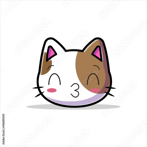 cute cat cartoon illustration with a kissing expression