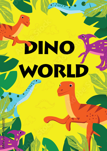 Fototapeta Naklejka Na Ścianę i Meble -  Dino world - children's stories book cover design