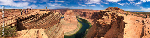 PAGE, AZ - JUNE 29, 2019: The Horseshoe Bend on a beautiful summer morning - Panoramic view