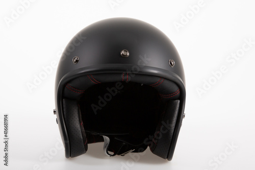 black retro open face vintage motorcycle helmet neo-retro motorbike
