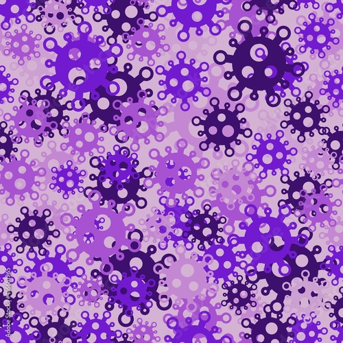 Microscopic cartoon colored bacteria and bacillus seamless pattern background