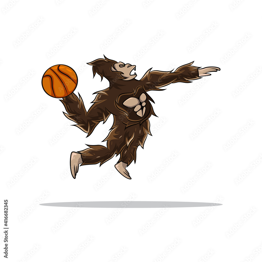 cartoon illustration of a basketball gorilla Stock Vector | Adobe Stock