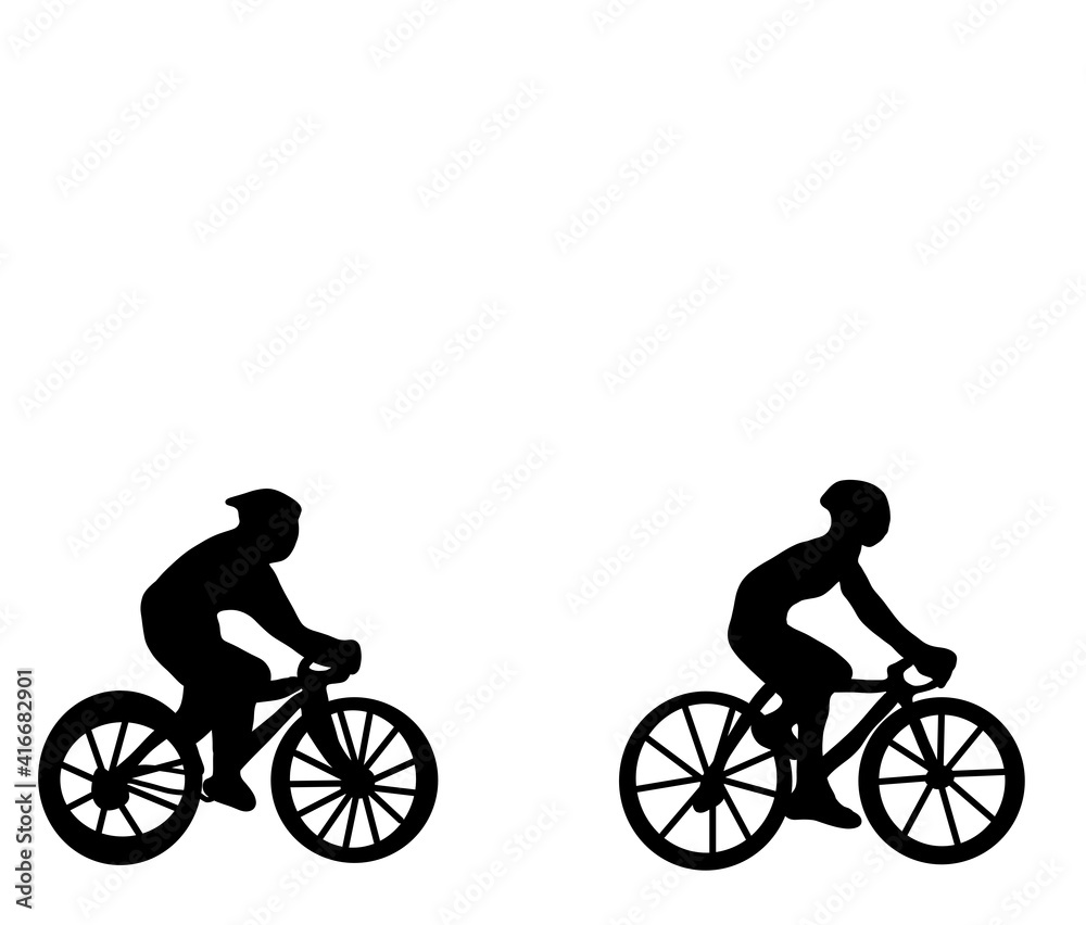 Obraz premium 自然をかける楽しいサイクリングのシルエット