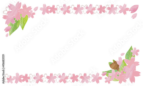 春の桜フレーム 背景 イラスト