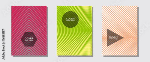 Cool flyers set, vector halftone poster backgrounds.