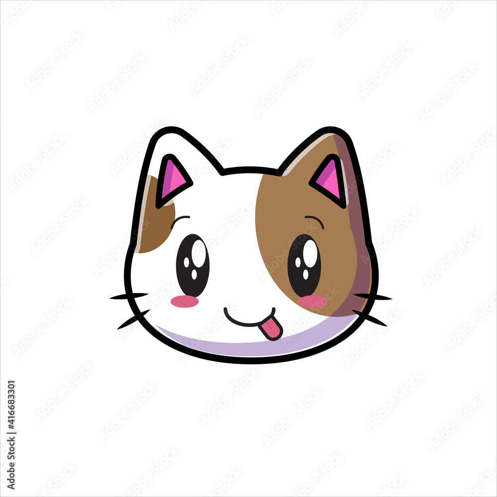 cute cat cartoon illustration with kawaii expression