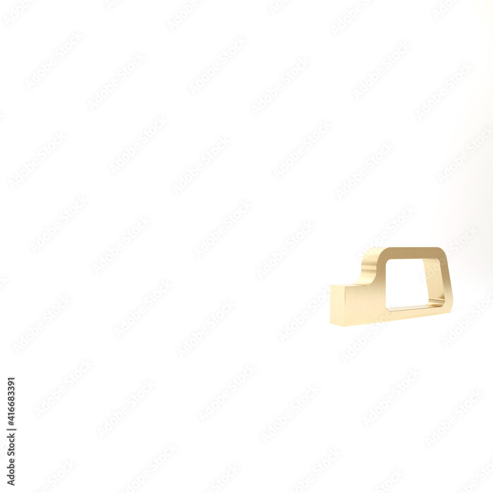 Gold Car mirror icon isolated on white background. 3d illustration 3D render.