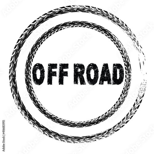 Vector off road stamp . Textured Tire Track . Design Element . Car tread silhouette . Mud splash grunge texture. Tyre track banner 