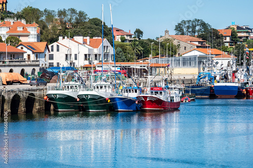 View of san vicente de la barquera traditional village at cantabria, spain