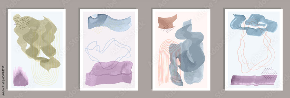 Hand drawn grunge covers vector set. Watercolor
