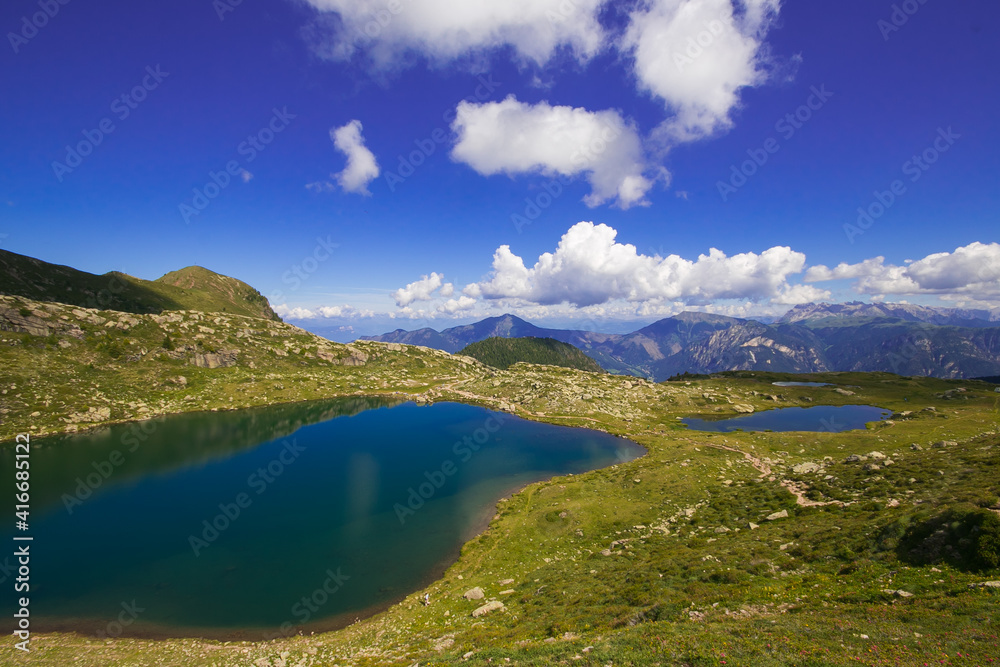 Panoramic view of Bombasel lake in the Cermis alps