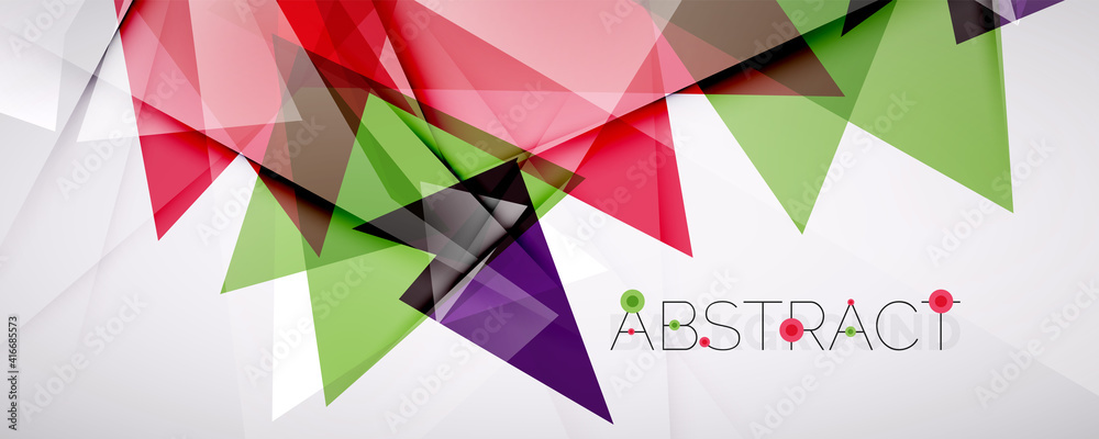 Fototapeta premium Geometric abstract background. Color triangle shapes. Vector illustration for covers, banners, flyers and posters and other designs