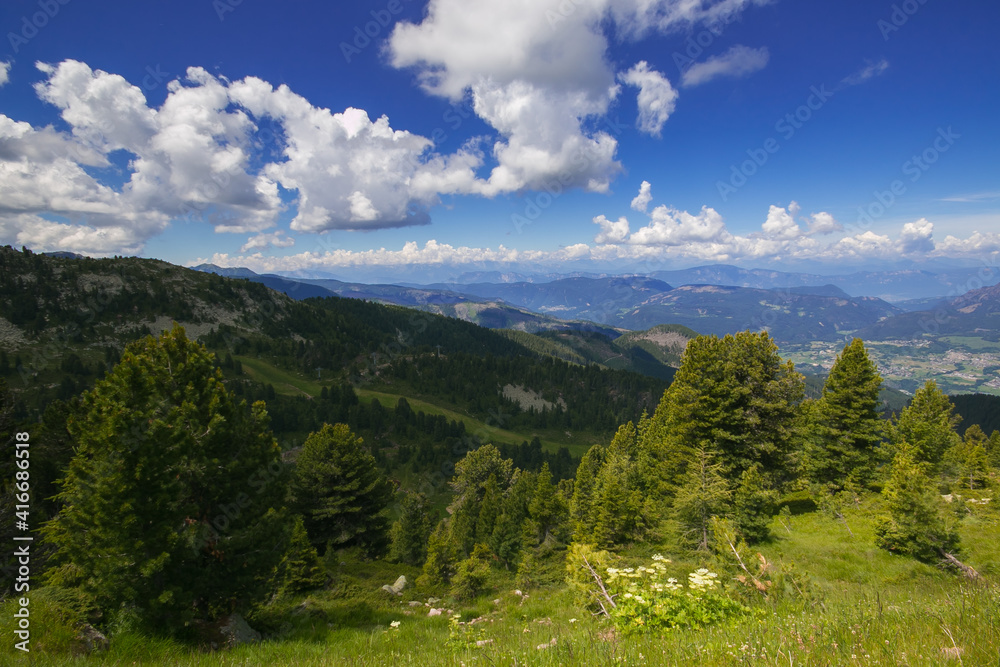 Panoramic view from Cermis alp in Trentino Alto-Adige, Italy