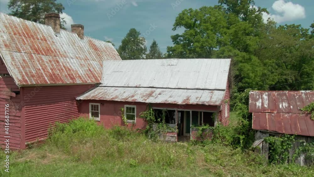 Aerial: Abandoned farmhouse. Georgia, USA Aerial: Abandoned farmhouse. Georgia, USA