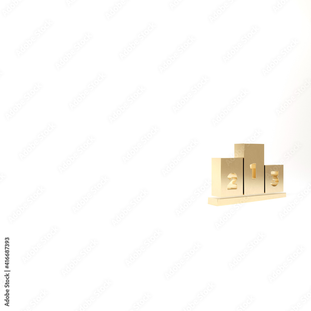 Gold Award over sports winner podium icon isolated on white background. 3d illustration 3D render. Gold Award over sports winner podium icon isolated on white background. 3d illustration 3D render.