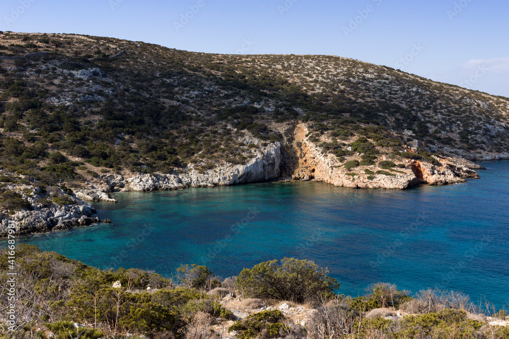 Schinoussa island, Gerolimnionas beach, turquoise waters and a great seabed - Lesser Cyclades, Greece
