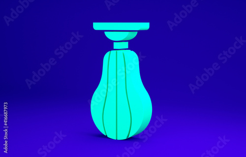 Green Punching bag icon isolated on blue background. Minimalism concept. 3d illustration 3D render.