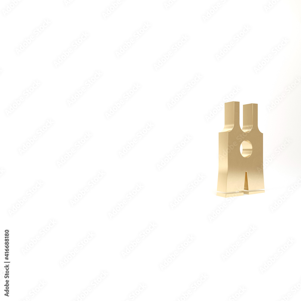Gold Wrestling singlet icon isolated on white background. Wrestling tricot. 3d illustration 3D render. Gold Wrestling singlet icon isolated on white background. Wrestling tricot. 3d illustration 3D render.