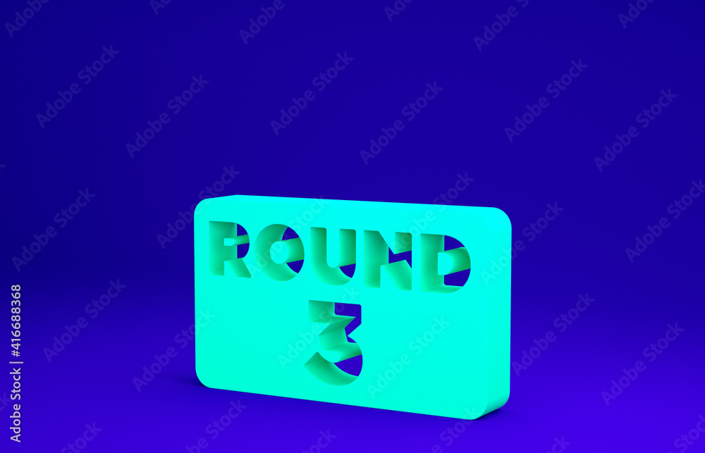 Green Boxing ring board icon isolated on blue background. Minimalism concept. 3d illustration 3D render. Green Boxing ring board icon isolated on blue background. Minimalism concept. 3d illustration 3D render.