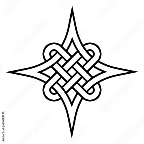 Celtic quaternary knot of eternity, vector celtic pattern symbol close connection and eternal love