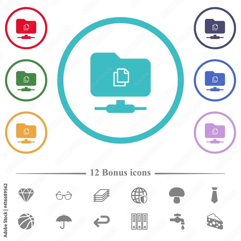 Copy remote file on FTP flat color icons in circle shape outlines Copy remote file on FTP flat color icons in circle shape outlines