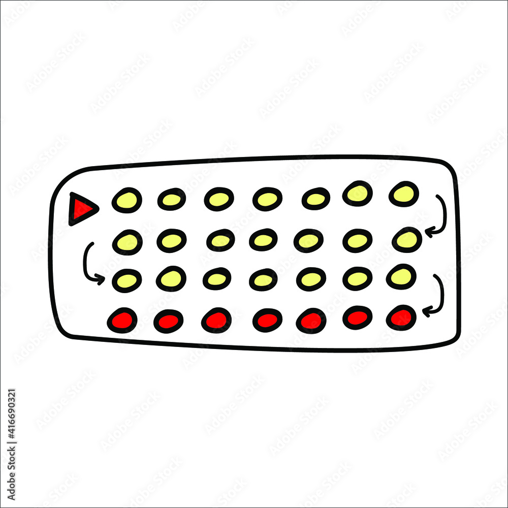 contraceptive pill icon doodle, vector illustration, on a white background contraceptive pill icon doodle, vector illustration, on a white background