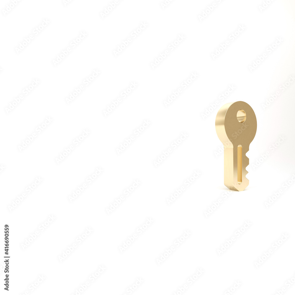 Gold House key icon isolated on white background. 3d illustration 3D render. Gold House key icon isolated on white background. 3d illustration 3D render.