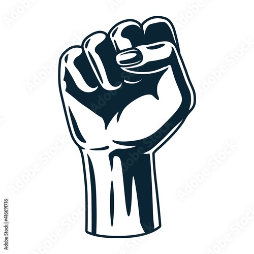 Woman wrist fist pump. Female hand with victory knuckle and freedom protest gesture or martial arts.