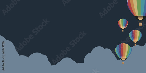 気球　レインボー　右　夜空