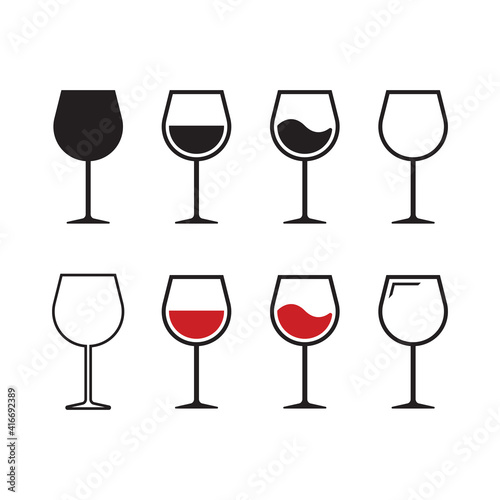 Wine glass icon set
