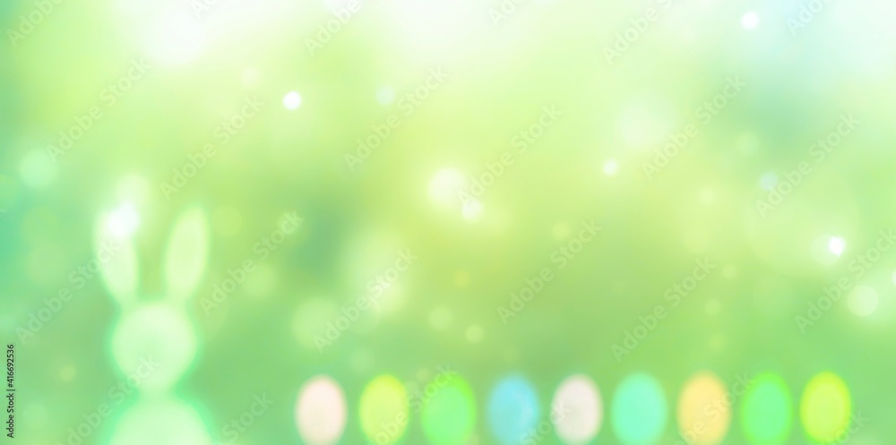 Obraz premium Abstract easter background banner with bunny and easter eggs - easter background panorama with copy space 