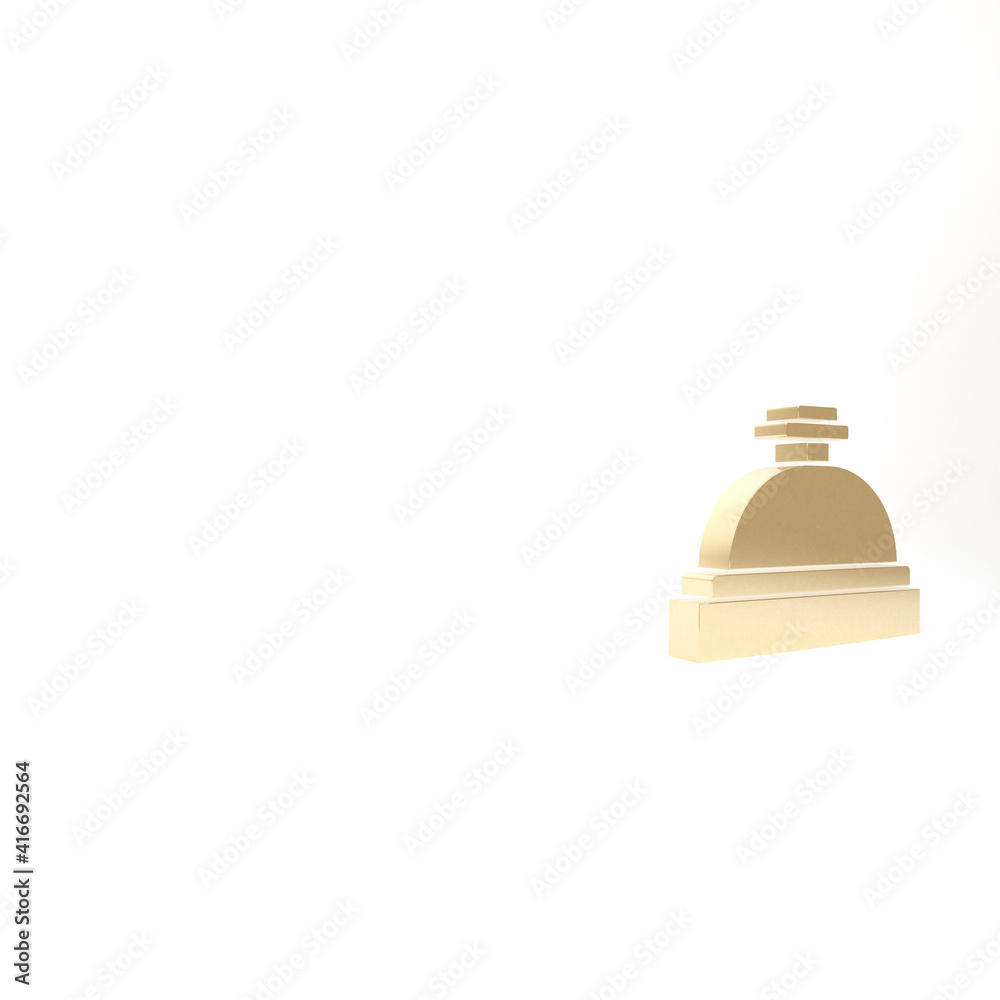 Gold Hotel service bell icon isolated on white background. Reception bell. 3d illustration 3D render. Gold Hotel service bell icon isolated on white background. Reception bell. 3d illustration 3D render.