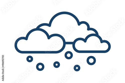 Abstract icon with snow or hail falling from clouds. Snowy weather logo in li...