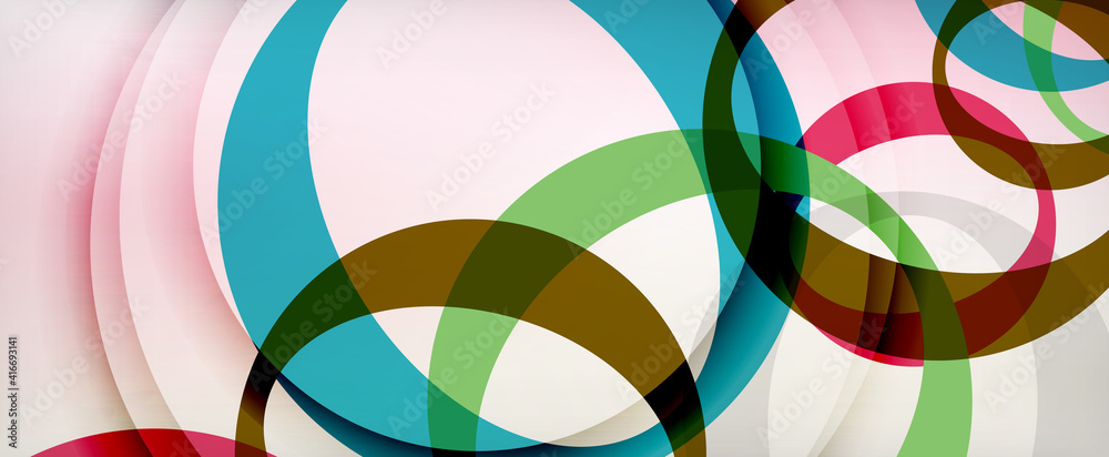 Fototapeta premium Ring geometric shapes, o letter repetition wallpaper. Abstract background for business or technology presentations, internet posters or web brochure covers