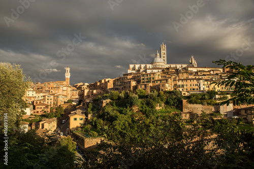 View to Siena to  cattedrale di Santa Maria Assunta evening after storm. © Petr Zip Hajek