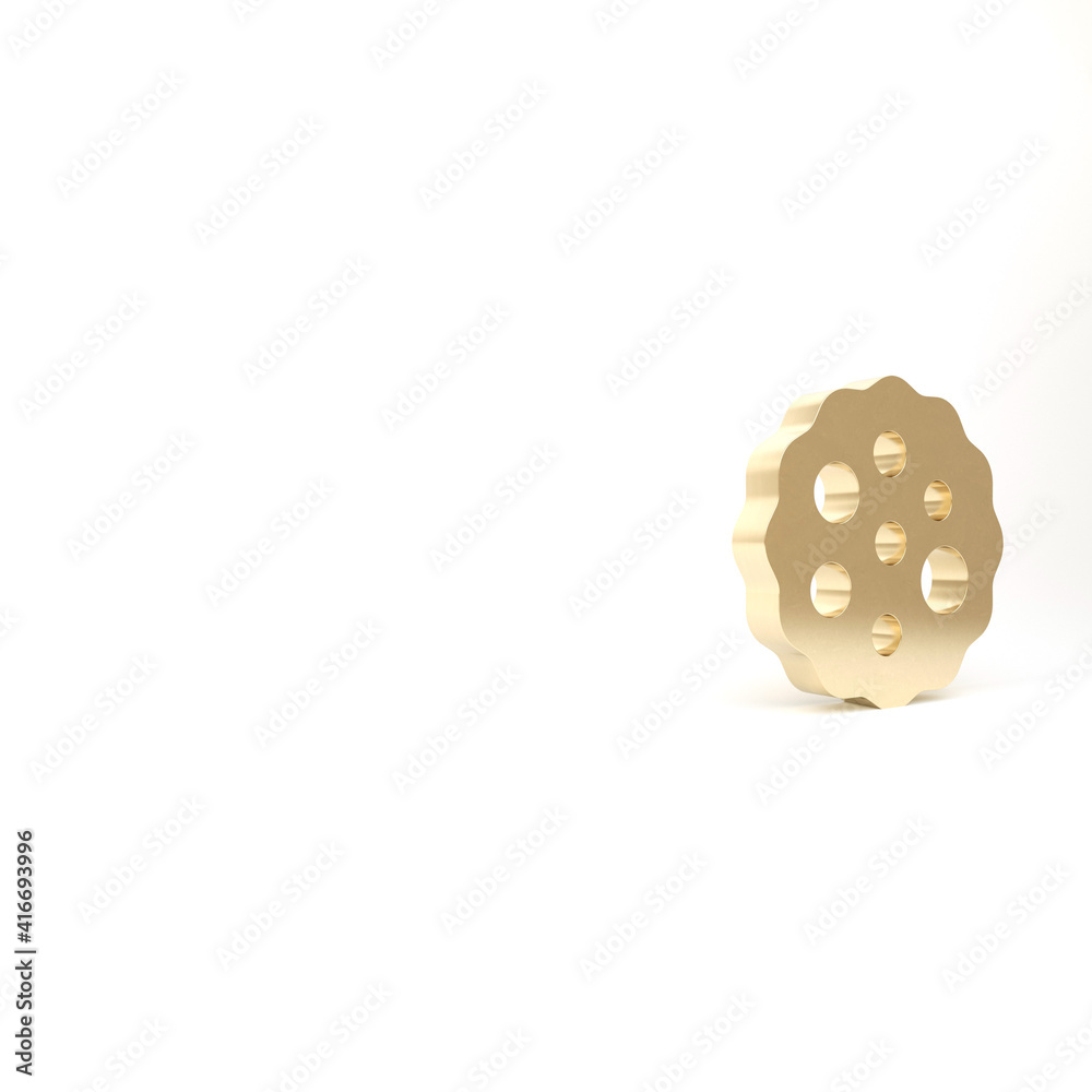 Gold Cookie or biscuit with chocolate icon isolated on white background. 3d illustration 3D render. Gold Cookie or biscuit with chocolate icon isolated on white background. 3d illustration 3D render.