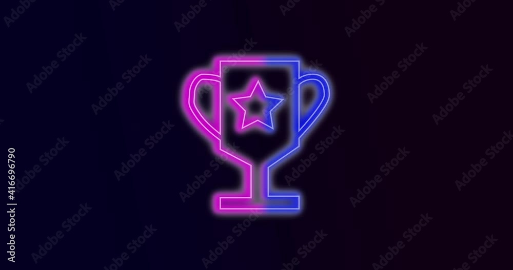 Glowing neon line Challenge Leaderboard Winner Icon on dark background. Winner trophy symbol. Championship or competition trophy. Sports achievement sign. 4K Video motion graphic animation Glowing neon line Challenge Leaderboard Winner Icon on dark background. Winner trophy symbol. Championship or competition trophy. Sports achievement sign. 4K Video motion graphic animation