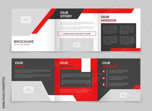 Business modern trifold brochure square design template vector