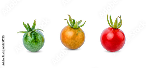 Cherry tomatoes isolated on white background.