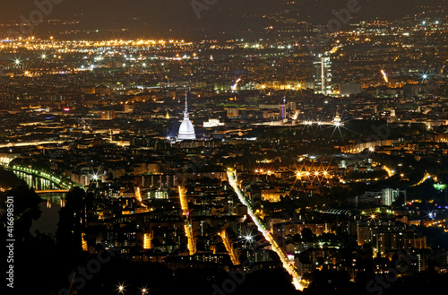 Wallpaper Mural lights of the city of turin in Italy seen from above Torontodigital.ca