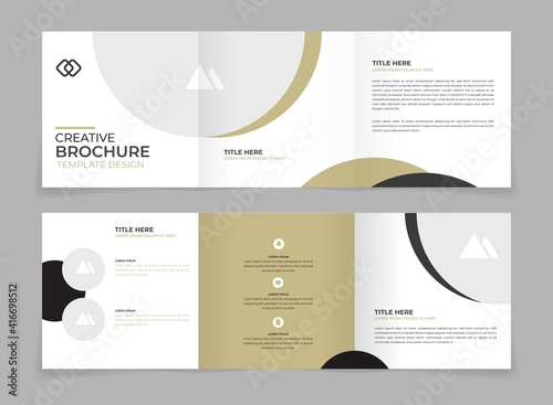 Business modern trifold brochure square design template vector