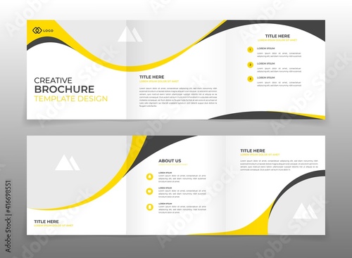 Business modern trifold brochure square design template vector